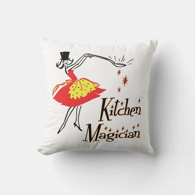 Kitchen Magician Retro Cooking Art Cushion (Front)