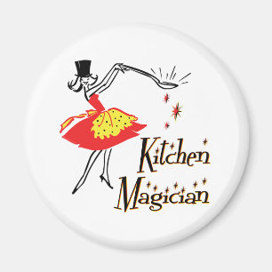 Kitchen Magician Retro Cooking Art Magnet