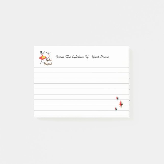Kitchen Magician Retro Lined Custom Post it Notes (Front)