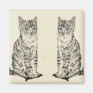 Kitchen Magnet Twin Cats