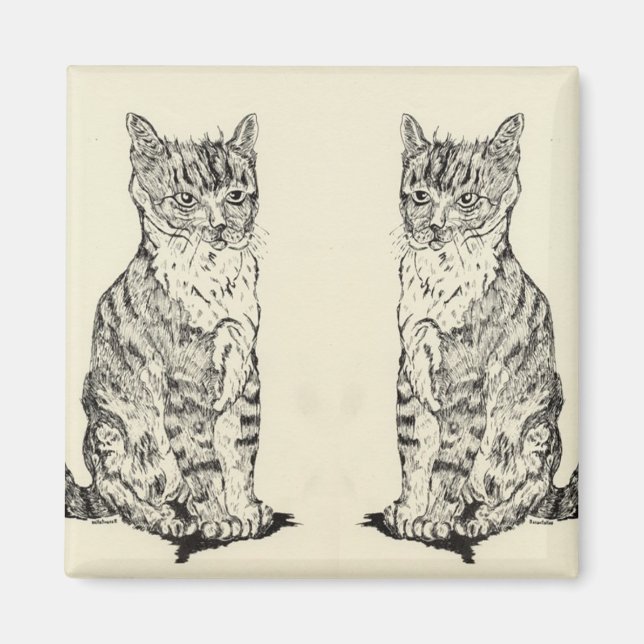 Kitchen Magnet Twin Cats (Front)