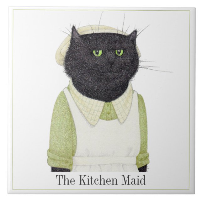KITCHEN MAID CAT 6" Square Ceramic Tile + Text (Front)
