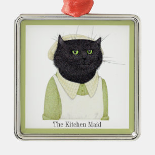 KITCHEN MAID CAT Premium Square Ornament + Text