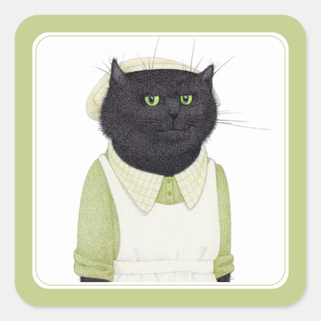 KITCHEN MAID CAT Small Square Stickers (Front)