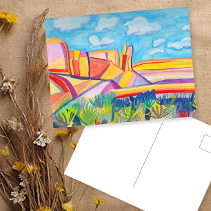 Kitchen Mesa New Mexico Hand-painted Watercolor Postcard