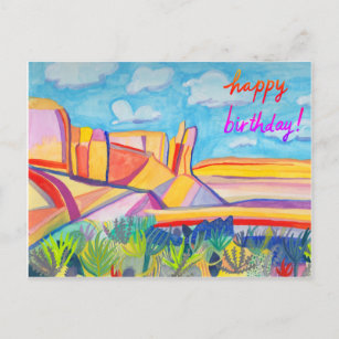 Kitchen Mesa Wacky Watercolor Art HAPPY BIRTHDAY Postcard