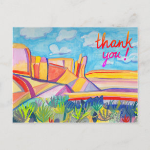 Kitchen Mesa Wacky Watercolor Art THANK YOU Postcard