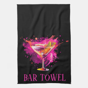Kitchen or Bar Towel Pink Cocktail