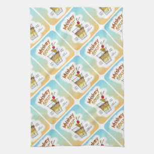 KITCHEN or BAR TOWELS, WHISKEY SOUR RECIPE ART Tea Towel