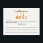 Kitchen Orange Utensils Bridal Shower Recipe Cards<br><div class="desc">Modern Bridal Shower Kitchen Utensils Recipe Cards featuring a tangerine orange slotted spoon, spatula, whisk & masher with a stylish banner showcasing the text "recipe" set on a white background. The front of our recipe card offers room for a recipe title, from the kitchen of and ingredients space. Flip our...</div>