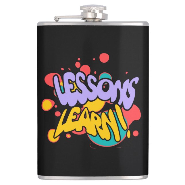 KITCHEN PAINT SPLASH LESSONS VINYL WRAPPED FLASK  (Front)