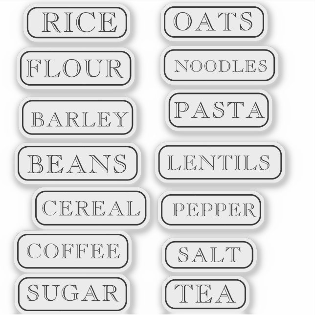 Kitchen Pantry Cupboard Produce Food Labels (Front)