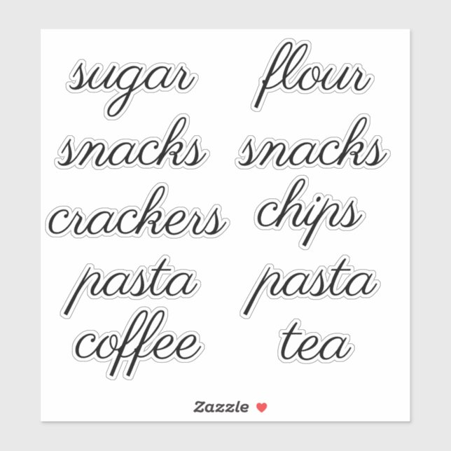 Kitchen Pantry Organisation Script Label Sticker (Sheet)