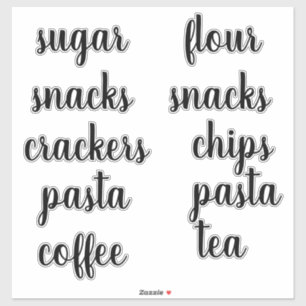 Kitchen Pantry Organization Script Label Sticker