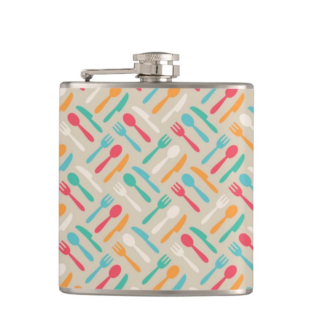 Kitchen pattern 3 hip flask (Front)