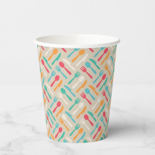 Kitchen pattern 3 paper cups (Left)