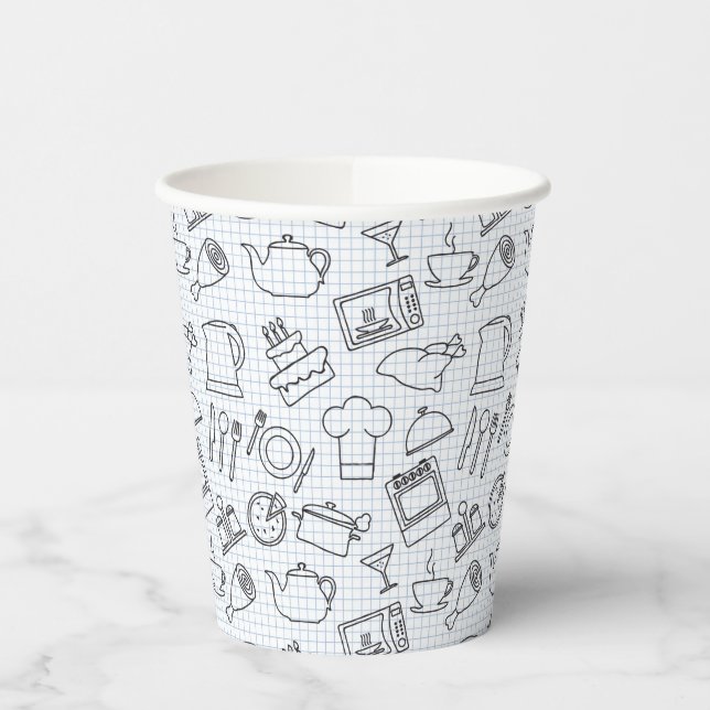 Kitchen Pattern 4 Paper Cups (Left)