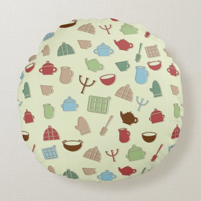 Kitchen pattern round cushion (Front)