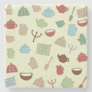 Kitchen pattern stone coaster