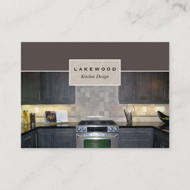 Kitchen Photo Business Card Taupe (Front)