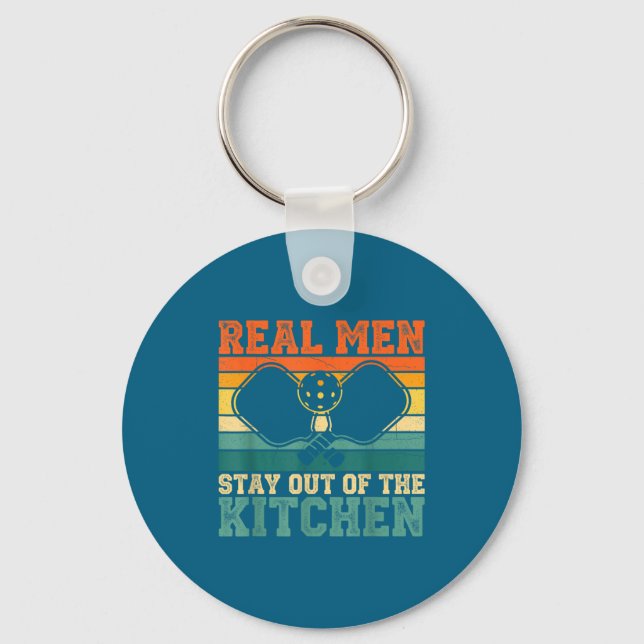 Kitchen Player Real Out Pickleball Stay Laugh Key Ring (Front)
