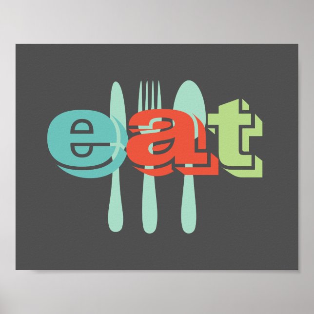 kitchen poster eat colourful text on charcoal grey (Front)