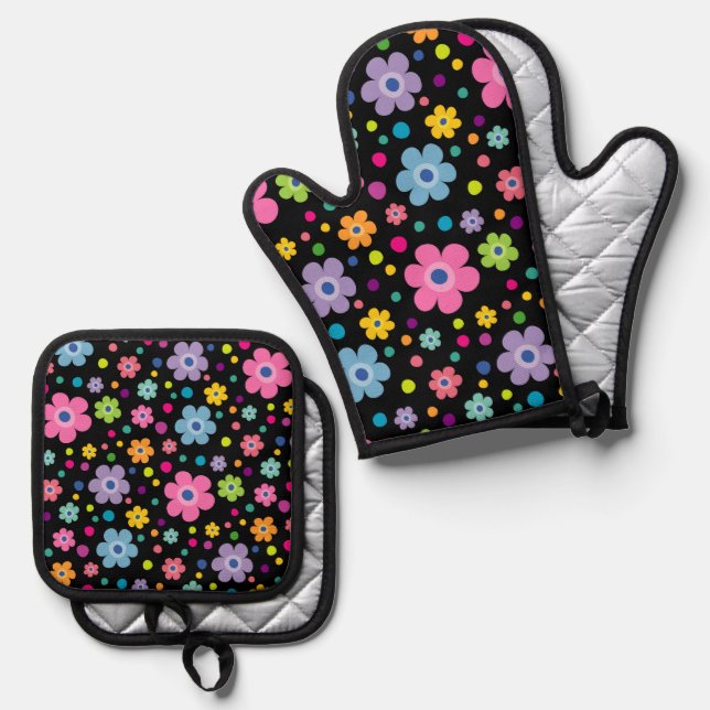 Kitchen Pot Holders Oven Mitt & Pot Holder Set (Front/Back)