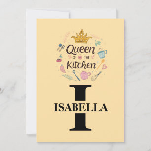 Kitchen Queen Name Monogram Design Holiday Card