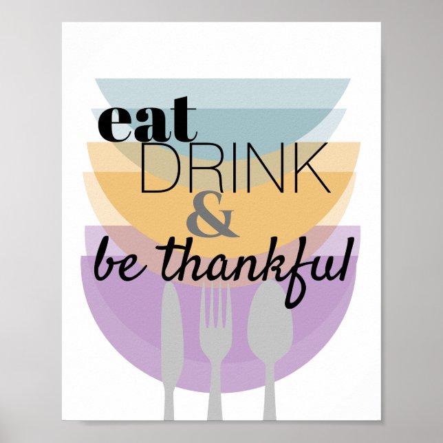 kitchen quote modern be thankful word art poster (Front)