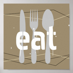 kitchen quote poster eat word art