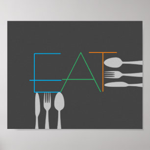 kitchen quote word art modern style eat poster