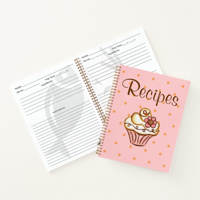 Kitchen Recipe Organiser Cupcake Gift Notebook (Inside)