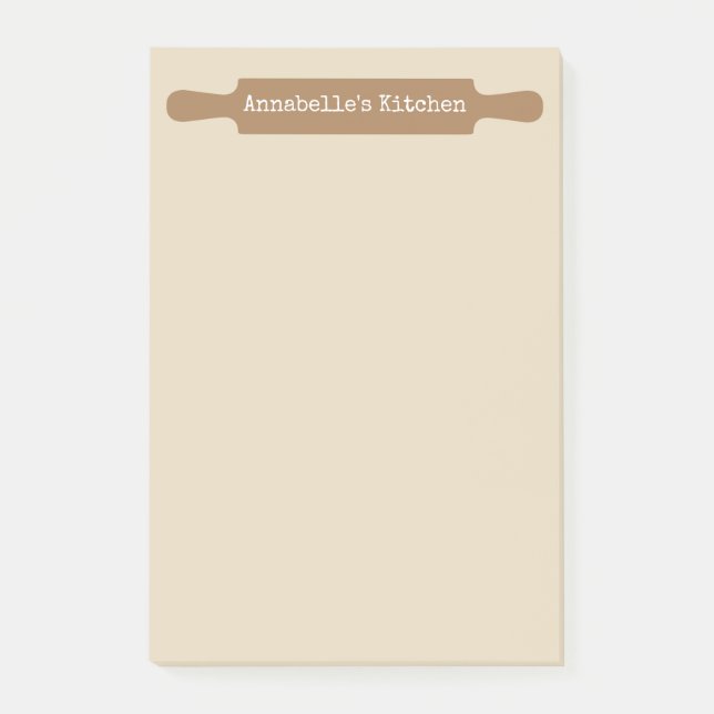 Kitchen Rolling Pin Personalise Post-it Notes (Front)
