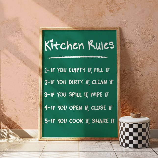 Kitchen Rules Trendy Funny Chalkboard Wall Art (Creator Uploaded)