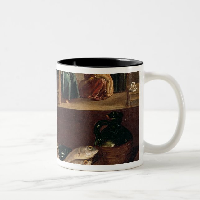 Kitchen Scene with Christ Two-Tone Coffee Mug (Right)