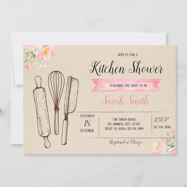 Kitchen shower card invitation (Front)