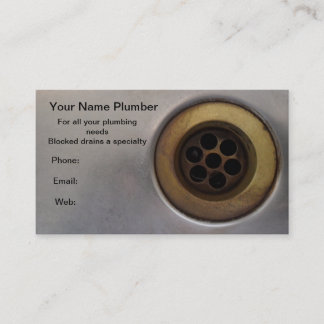 Kitchen sink close up drain plumber perfect! business card