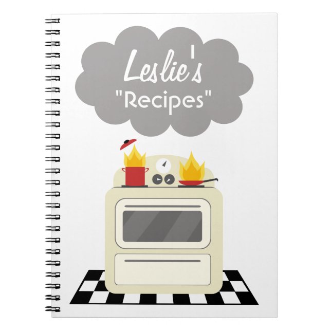 Kitchen Smoke & Fire Retro Stove Recipe Notebook (Front)