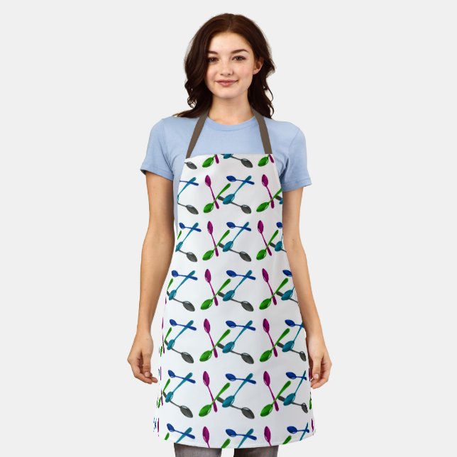 Kitchen Spoons Pattern Apron (Worn)