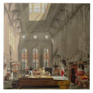 Kitchen, St. James's Palace, engraved by William J Ceramic Tile