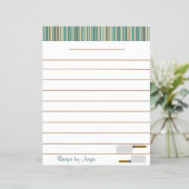 Kitchen Stripes Aqua Recipe Paper - With Lines (Standing Front)
