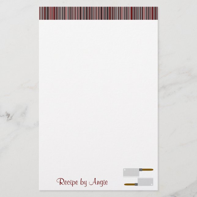 Kitchen Stripes Red Recipe Paper (Front)