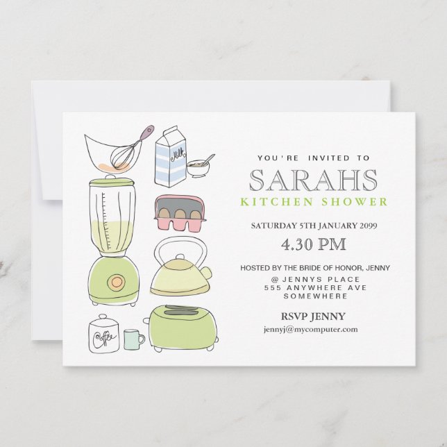 Kitchen Tea Bridal Shower Party Invite (Front)