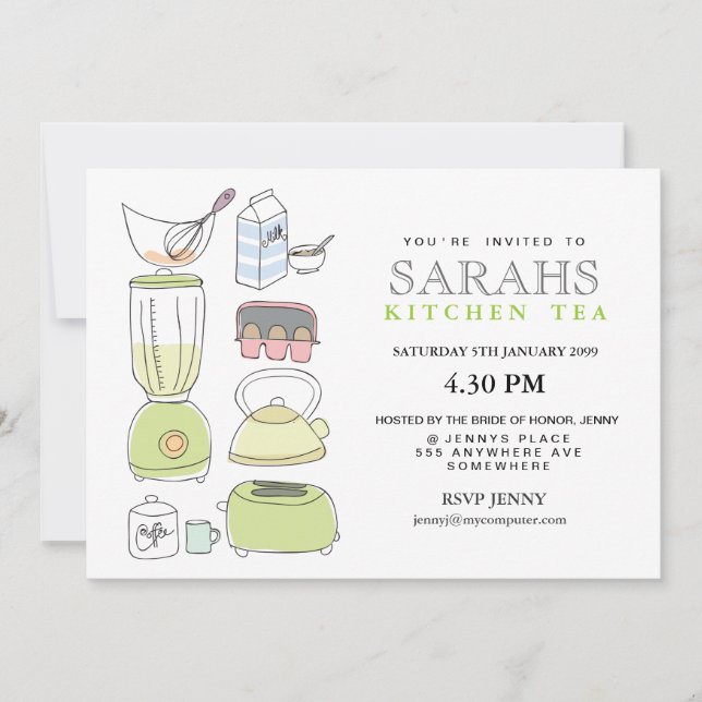 Kitchen Tea Bridal Shower Party Invite (Front)