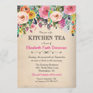 Kitchen Tea Floral Watercolor Invitation