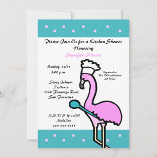 Kitchen Theme Bridal Shower Invitation -- Flamingo