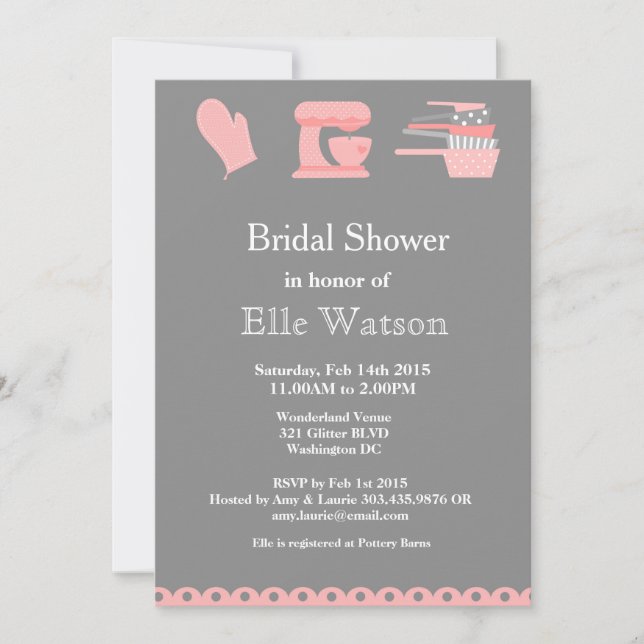 Kitchen Themed Bridal Shower Invitations, Custom Invitation (Front)