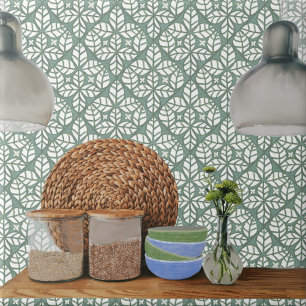  Kitchen tile, Green and white Ovate leaf Ceramic Tile