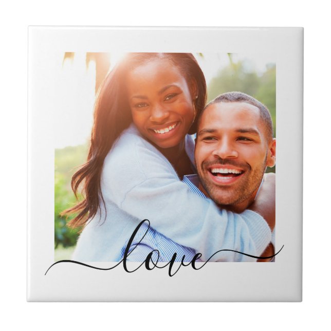 Kitchen Tile Photo Template Love Text White (Front)