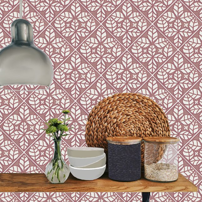  Kitchen tile, Rose Red and white leaf Ceramic Tile (Rose  and white Ovate tile for kitchen backsplash.)